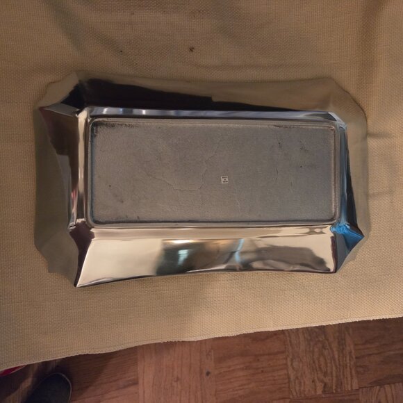 Chrome/Silver Serving Tray with Fleur-de-Lis Accents, - Picture 5 of 7